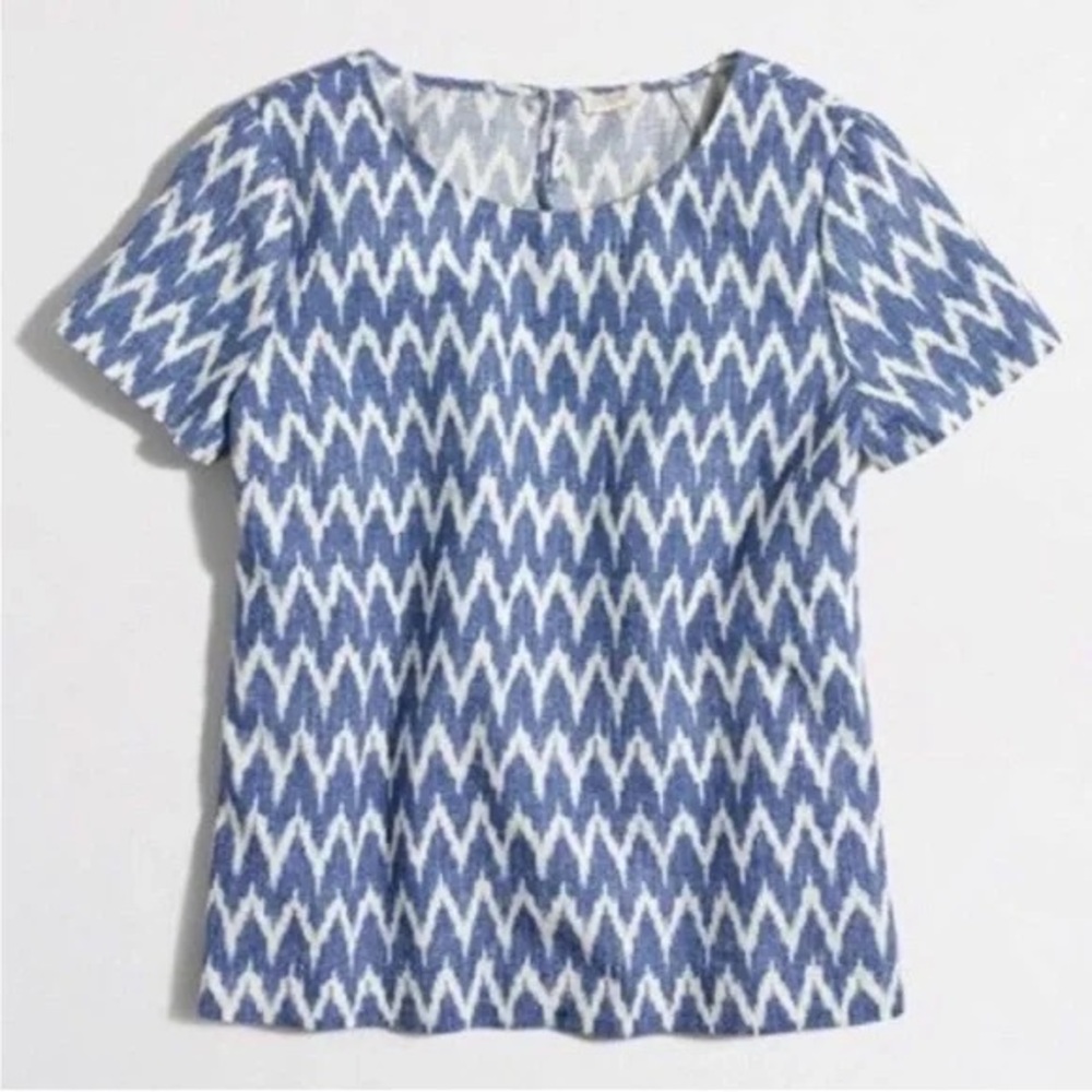 J.Crew Ikat Print Top Linen Cotton Blend. Size M